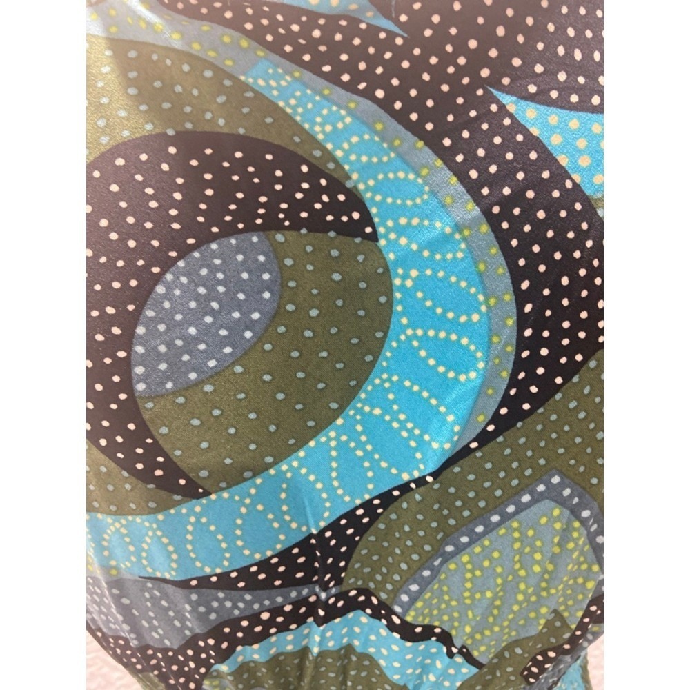BCBGMaxAzria Dress Abstract Geometric Print Sleeveless Midi Blue Green Small NWT - Picture 6 of 13